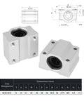 4 Piece Aluminum Linear Motion Ball Bearing Slide Block Set For CNC showing close-up of pillow blocks with dimensions diagram.