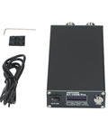 Front view of Portable RF Tuner and Standing Wavemeter 1.8MHz to 30MHz with accessories, including power cable and tool.