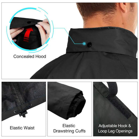 Heavy Duty Waterproof Rain Suit For All Weather Lightweight Breathable Rainwear with concealed hood and elastic cuffs
