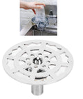 Automatic Metal Sink with Faucet and Water Flow Nozzle for Restaurant Kitchen - to CleanProfessal GradeIdeal for Food t and Cooking drain cover close-up with stylish design.