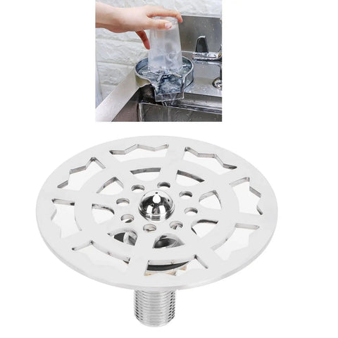 Automatic Metal Sink with Faucet and Water Flow Nozzle for Restaurant Kitchen - to CleanProfessal GradeIdeal for Food t and Cooking drain cover close-up with stylish design.