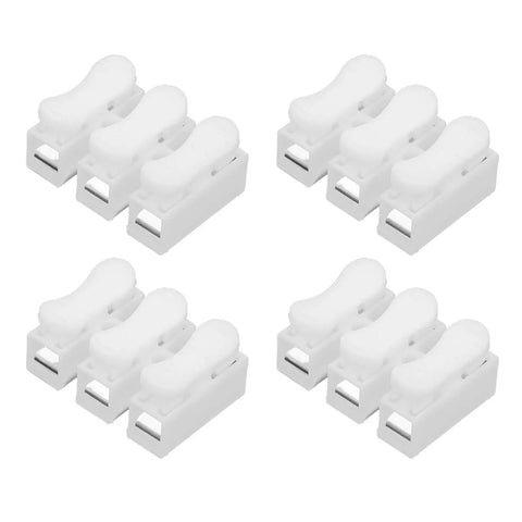 Four Pro Grade Heavy Duty Quick Connector Cable Clamp Terminal Blocks with Spring Steel Contacts, Flame Retardant Plastic Housing