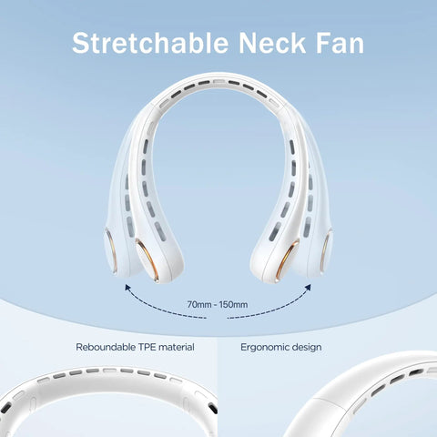 Dope Portable Neck Fan With 4000mAh Battery, Rechargeable Hands Free Personal Cooling Fan shown with ergonomic design