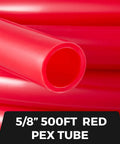 Close-up of Red PEX Tubing With O2 Barrier EVOH For Radiant Floor Heating And Potable Water, Five Eighth Inch Diameter, Five Hundred Feet Long