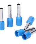 Heavy Duty Insulated Ferrule Butt Terminals Kit With Crimp Copper Wire Connectors For Tough Electrical Wiring Jobs And Industrial Control Systems That Stay Secure And Stop Leaks, blue insulated ferrules
