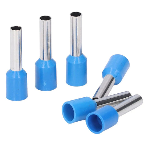 Heavy Duty Insulated Ferrule Butt Terminals Kit With Crimp Copper Wire Connectors For Tough Electrical Wiring Jobs And Industrial Control Systems That Stay Secure And Stop Leaks, blue insulated ferrules