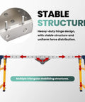 Built Different Multi Functional Heavy Duty Welding Table With Step Platform 1200 Lb Alloy Steel Workbench Adjustable Height 29 To 48 Inches For Garages with stable structure and heavy-duty hinge details.