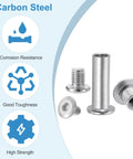 Top Shelf Hex Chicago Screws 10 Pack Binding Posts M6 X 50 Mil Socket Cap Bolts With Nuts For Scrapbook Leather Craft Belt Making Furniture Fix No Sweat DIY Silver Tone displayed with corrosion resistance and high strength features.