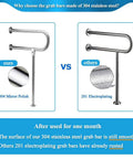 Comparison of Heavy Duty 24 Inch Stainless Steel Handicap Grab Bars For Bathroom And Shower with smooth finish vs rusted bar