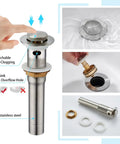 Widespread 8 Inch Bathroom Faucet With 3 Holes Brushed Nickel Finish Two Handles Pop Up Drain High Arc Spout Vanity Lavatory Basin Sink Faucet