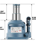Low Pro 10 Ton Double Ram Bottle Jack For Low Clearance Lifts From Four And Seven Eighths Inches To Eight And Seven Eighths Inches, Compact Welded Hydraulic Jack With Shorty Stature And Solid Stable Build
