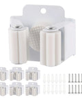6 Pack Broom And Mop Holder Wall Mounts In Stainless Steel Holds Up To 2.5 Kg With Included Screws White Heavy Duty Wall Storage Organizer