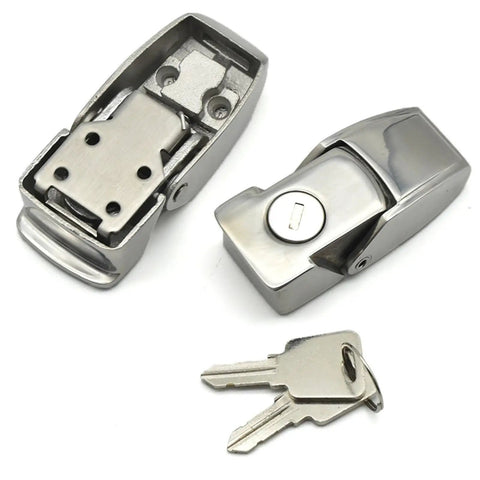 Stainless Steel Cabinet Hasp Latch With Toggle Lock DK604 Heavy Duty Security Lock for cabinets, two keys included, chrome finish