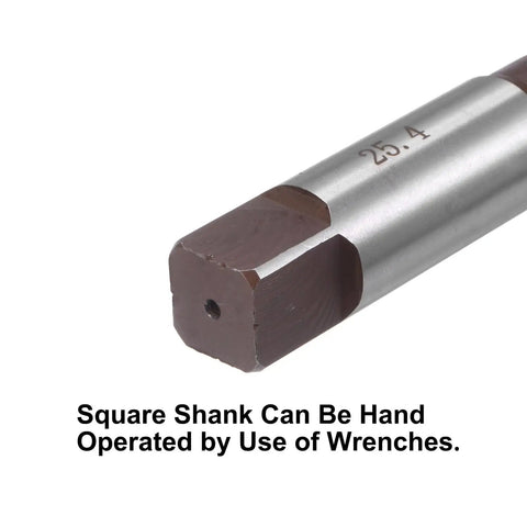 One Inch Hand Reamer H8 Precision Alloy Tool Steel 8 Flute Straight Shank Milling Cutter showing square shank end
