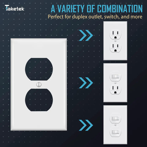 Image showing Durable White Duplex Outlet Covers 10 Pack Wall Plates For Outlets Dual Receptacle Faceplates
