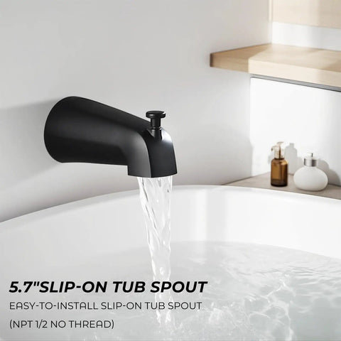 Top Shelf 8 Inch Square Rainfall Shower Head And Matte Black Faucet Set With Tub Spout, Wall Mount Bath Kit Featuring Built Right Design And Easy Swap Fit