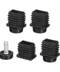 Four Pack Adjustable Furniture Levelers For Tables And Chairs Plastic 20x30mm with Screw In Glide Feet Black Easy Install