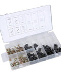 170 Piece U Clip And Screw Set For DIY Projects And Home Improvement Versatile Fasteners Kit With Durable Carbon Steel Screws Great For Repairs Cabinets Woodworking And General Hardware Needs. 170-piece plastic box with assorted black U-clips and screws