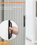 Self Adhesive Cabinet Handles 2 Pack Aluminum Alloy Push Pull Handles being installed on a cabinet door.