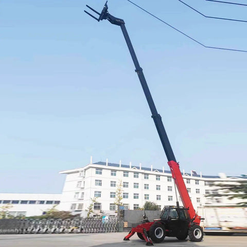 Heavy Duty Hydraulic Telehandler With Extendable Boom Loader lifting high on job site with powerful reach and controls.