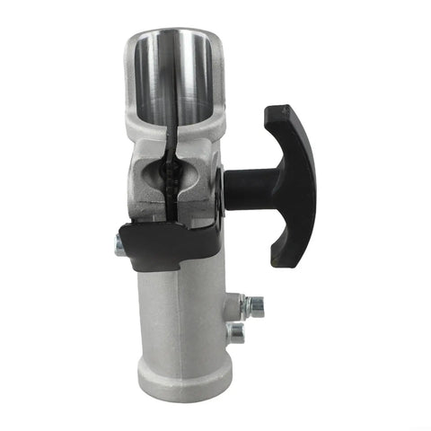 Heavy Duty Extension Pole Connector For Hedge Trimmers And Brush Cutters 26Mm 28Mm Shaft Adapter detailed from front, showing iron coupler and lock.