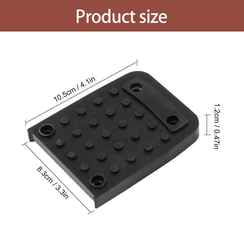 Anti Slip Rubber Stilt Pads With 4 Durable Soles And 16 Screws, showing product size and rubber texture