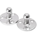 Pair of round metal 2 Pack 10mm Ball Studs Mounting Brackets For Gas Struts And Shocks With Screws on white background