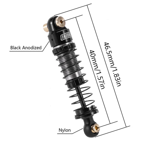 40mm Big Bore Oil Shock Absorbers For 1 24 Scale RC Rigs Upgrade SCX24 FCX24M Black Aluminum And Nylon 3.2g Each Threaded Bodies