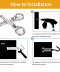 Five Pack Heavy Duty Shoulder Eye Bolts For Concrete And Brick Walls Stainless Steel 304 Expansion Anchors With Nut Eye Rings M8x70mm Rustproof Load Bearing Hardware For Masonry Indoor Outdoor Anchor Points shown with installation steps diagram and drills.