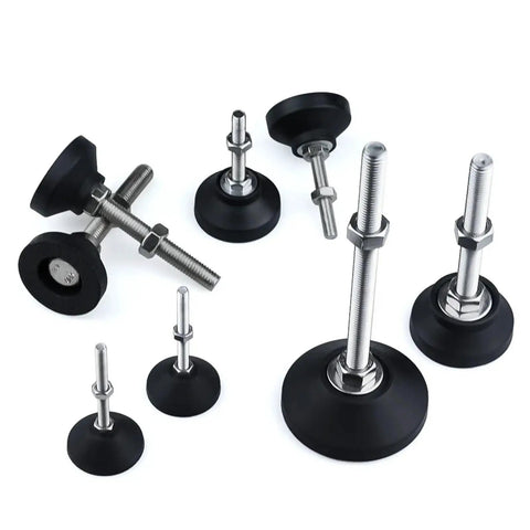 Heavy Duty Adjustable Leveling Feet With Swivel Base, 60Mm Threaded Furniture Pads 4 Pack, various sizes and rubber bases.