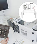 Open Air PC Case Bracket for Micro ATX Motherboards with open frame rig stand setup on desk for component testing.