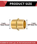 Pack of 100 1-Inch Male NPT Brass Nipples - Beefy Hex Pipe Fittings for Copper, Brass, Iron Piping, corrosion-resistant