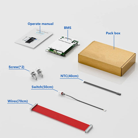 Active Balancing BMS for Lithium Battery Packs 4S-8S with 0.4A Transfer keeps components like the BMS, screws, and wires organized.