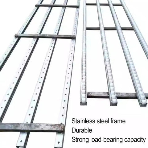 Unpowered Roller Conveyor System With Rust Resistant ABS Plastic Slides 50x100 Cm Modular Design For Easy No Fuss Warehouse Unloading And Versatile Material Handling In Industrial, Commercial, And Woodworking Setups, stainless steel frame