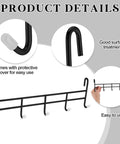 Two Pack 5 Hook Attachments For Wire Shelving Racks, chrome plated steel hooks shown with protective covers and installation view.