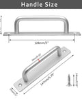 2 Pack Sliding Barn Door Handle With Plate, 128mm Center Hole Distance, Aluminium Alloy, Silver Finish with mounting screw