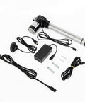 IP44 Rated 24V DC Linear Actuator With 250mm Stroke, 100 Kg Max Push And Pull, Recliner kit components on a white background