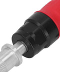 Close-up of the chuck of the Beefy Straight Air Die Grinder 3500 Rpm High Performance Pneumatic Tool with red rubber handle.