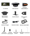 Components of Wireless RV Backup Camera System With 7.2 Inch HD Monitor Triple Split View IR Night Vision DVR Recording
