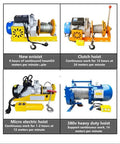 Heavy Duty Hydraulic Folding Engine Hoist With Smooth Electric Feed And Rock Solid 250 Kilogram Pull Capacity For No Sweat Garage Projects And Knock Out Shop Rig Tasks Weekly, featuring four electric hoists with varying capacities and specs.