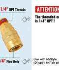 Brass SUNGATOR 1/4-inch NPT air hose fittings, 2-pack, male quick-connect couplers
