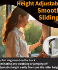 Woman using Pella Sliding Patio Door Rollers Replacement Kit 2 Pack With Adjustable Height 1-1/2 Inch Steel Ball Bearing Wheels