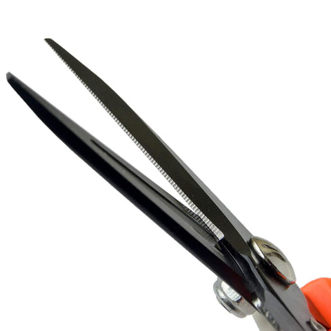 Close-up of carbon steel blades on All Purpose Hoof Trimming Tools For Goats Sheep Lamb Alpaca And Pig Hooves, curved design shown