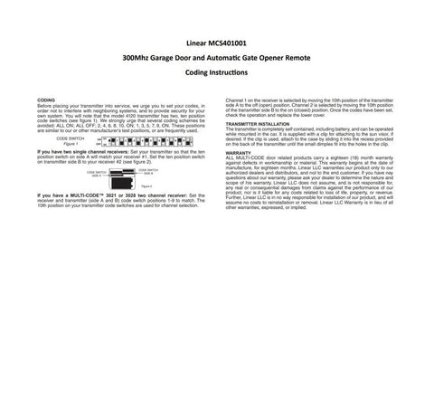 Instruction manual for Multi-Code 2-Channel Visor Transmitter For Gates And Doors, layout and installation details visible