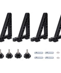Heavy Duty T Slot Load Stops Lock Your Rig Down Tight On Truck Bed Bars No Sweat Tool Free Install, Pack of 4 black aluminum stops.
