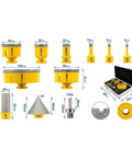 Awesome Heavy Duty 8 Piece Diamond Hole Saw Kit For Tile Marble Brick With Aluminum Case And Adapter So You Can Drilling Like A Pro, 6-100mm bits