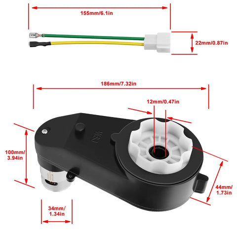 24V Kids Ride On Car Motor Gearbox Upgrade Kit With 40000RPM High Speed Drive 12mm Shaft 35mm Motor Diameter Durable Replacement Parts