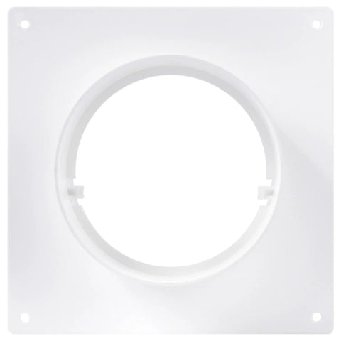 Heavy Duty Plastic Duct Connector Flange For Round Vent 4 Inch Easy Install DIY Wall Plate Adapter for HVAC, white front view