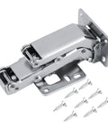 170 Degree Hydraulic Soft Close Cabinet Hinge For 16 To 40mm Doors Beefy Carbon Steel Silver Finish with screws shown