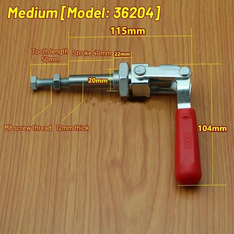 Toggle Clamp Hand Tool With High Holding Capacity For Woodworking And Welding, Push Pull Clamp, Heavy Duty Clamp With 100KG 150KG And 350KG Options, Quick Securing And Durable Steel Build, medium model 36204 with red handle